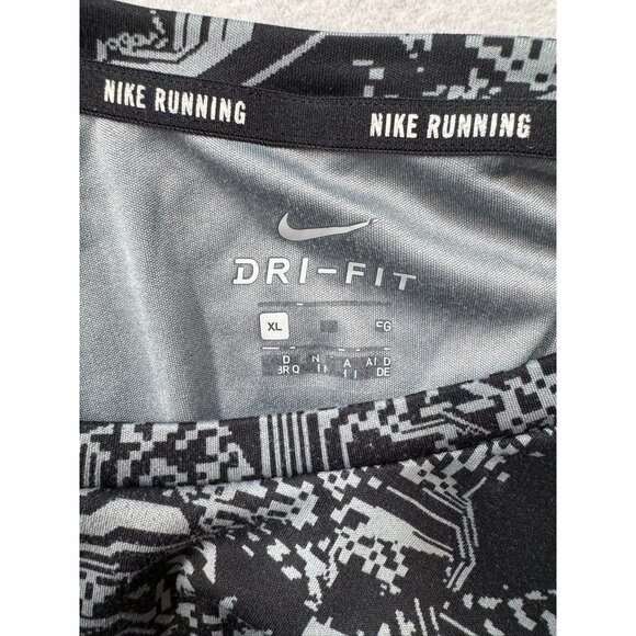 Nike Running Dry Miler T-Shirt Black/Grey Geo Cyborg Print 800313-010 Men's XL - Picture 4 of 6